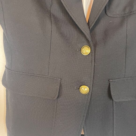 J. Crew Women's 2‎ Navy Rhodes Blazer Gold Button Italian Wool Careerwear Preppy - Picture 2 of 9